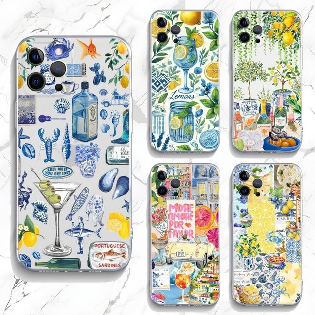 Jamular Handyhülle Ocean Wine Glass Lemon für iPhone Modelle, Stoßfeste Weiche Schutzhülle, Multicolour - Bild 1