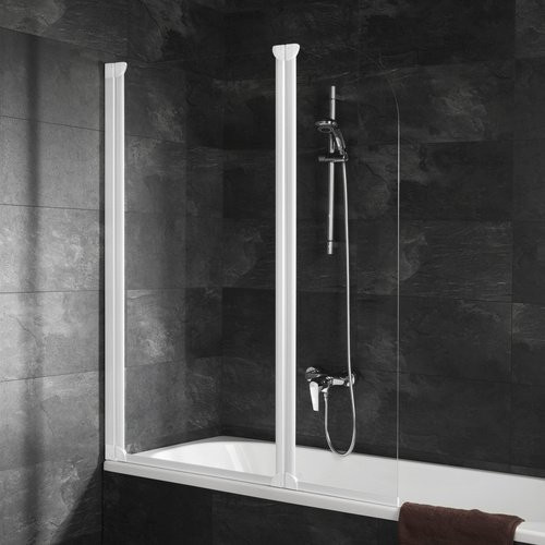 Schulte ExpressPlus Badewannentrennwand aus Echtglas, faltbar, Weiß/Transparent, B: 140 cm, H: 115 cm - Bild 2