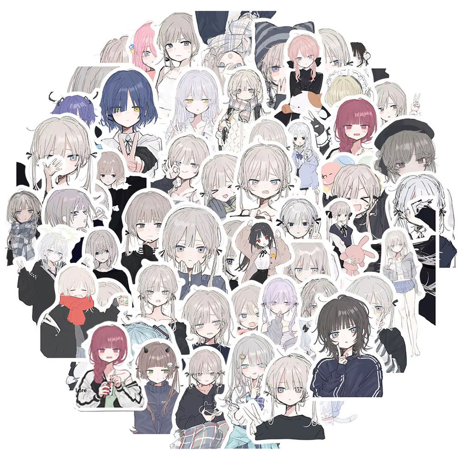 Bandai Kawaii Anime Yandere Mädchen Aufkleber, Cartoon-Sticker, 10/30/50 Stück - Bild 2