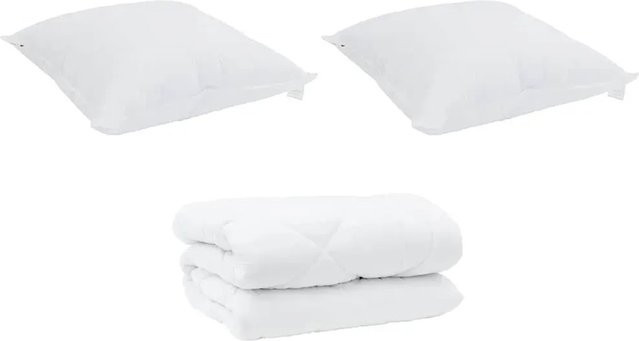vidaXL Winterbettdecke mit Kissen Set, 3-teilig, Weiß, Mikrofaser - Bild 1