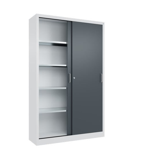 BIGBOXX Schwerlast-Schiebetürenschrank für die Werkstatt in Grau, Breite: 110 cm - Bild 1