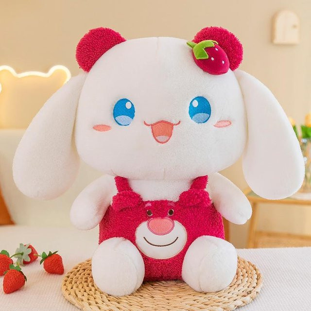 Rote Erdbeere Hase Plüschpuppe Stofftier 25cm - Bild 1