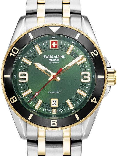 Swiss Alpine Military Herrenuhr, Quarz, Edelstahl, 42 mm, schwarz, 10 ATM - Bild 1