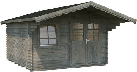 Blockbohlenhaus Sally von PALMAKO aus Holz in Grau, B/H/T: 426 x 256 x 360 cm - Bild 1