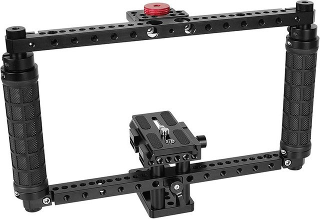 HDRiG C70 Cage Verstellbarer Handkäfig für Vollformat-DSLR-Kameras mit Stativplattenhalterung in Schwarz für Canon, Sony, Nikon, Panasonic und Fujifilm - Bild 1