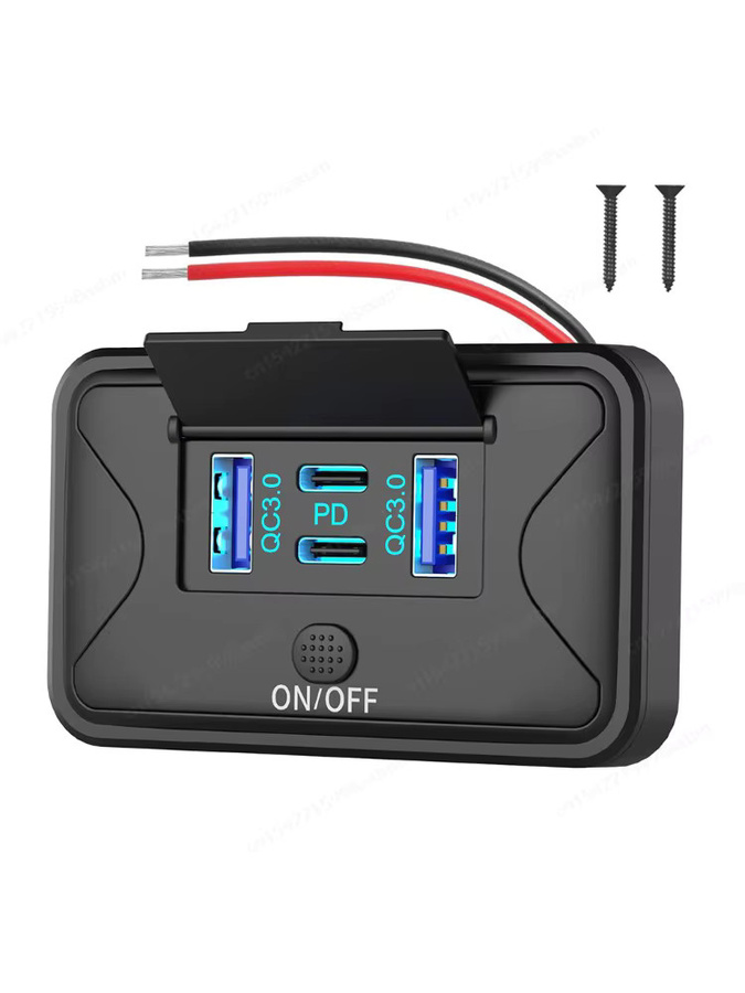 4-Port 12V USB-Ladegerät mit Schnellaufladung 78W, Dual 36W PD und Dual 18W QC3.0, Wandmontage-Panel in Schwarz für Marine, Auto, Bus, LKW und Boot - Bild 6