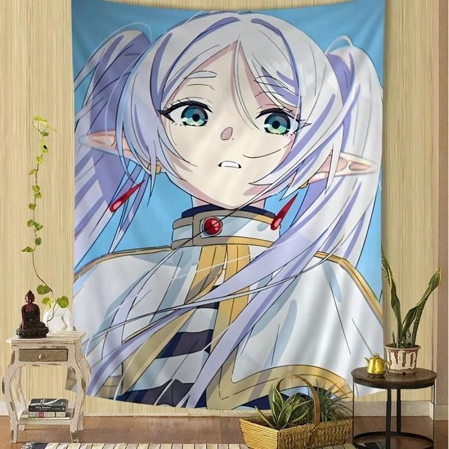 JMG Household Supplies Anime Wandteppich Frieren Die Elfenmagierin Wandbehang aus Polyestergewebe, B: 40 cm, H: 60 cm, Mehrfarbig - Bild 1