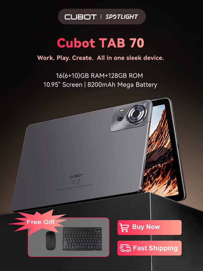 Cubot TAB 70 Tablet mit 10,95 Zoll HD+ Bildschirm, Octa-Core, 128GB ROM, 6GB RAM, Android 14, 8200mAh, GPS und Gesichtserkennung - Bild 2