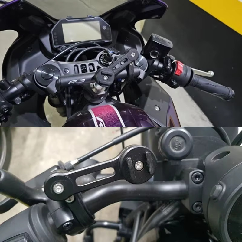 Sadione Motorrad Handyhalterung für Lenker mit 22mm, 25mm oder 28mm Durchmesser in Schwarz ohne Telefon Adapter - Bild 2