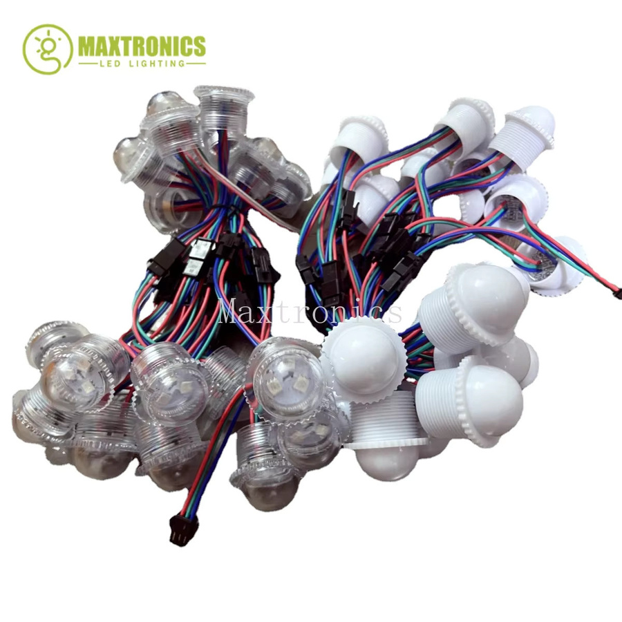 SAGE LU MEI WS2811 RGB LED Modul mit 3 LEDs, DC12V, wasserdicht, transparent, Durchmesser: 26 mm - Bild 3