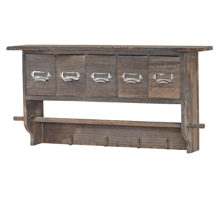 MCW Küchenregal C49 aus Paulowniaholz mit 5 Schubladen in Braun im Shabby-Look, B/T/H: 32 x 65 x 13 cm - Bild 2