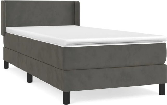 vidaXL Boxspringbett mit Matratze Dunkelgrau B/T/H: 90 x 200 cm aus Samt mit Taschenfederkern - Bild 1