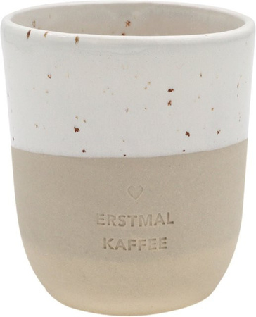 Eulenschnitt Becher Erstmal Kaffee aus Keramik, Mehrfarbig, 320 ml