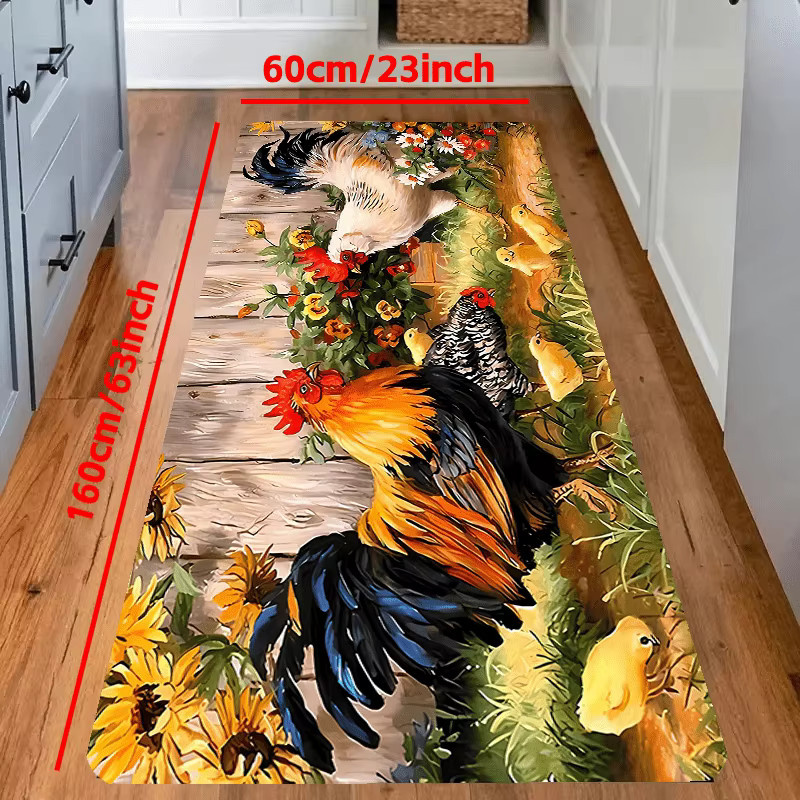VIKAMA Huhn Küchenteppich mit Tiermotiv, waschbarer Bodenmatte aus Polyester, Mehrfarbig, B/T: 60 x 40 cm - Bild 5