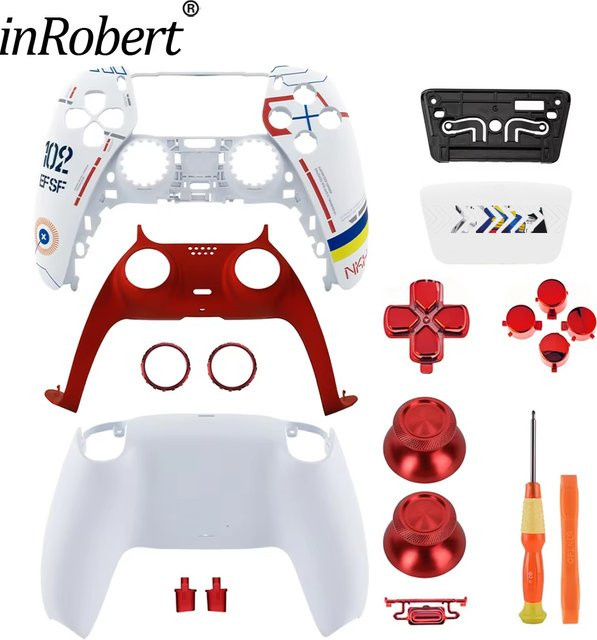 inRobert Gehäuse Kit für PS5 Controller BDM-010/020/030/040/050 mit Metall-Joystick und Touchpad in Kristall-Optik - Bild 1