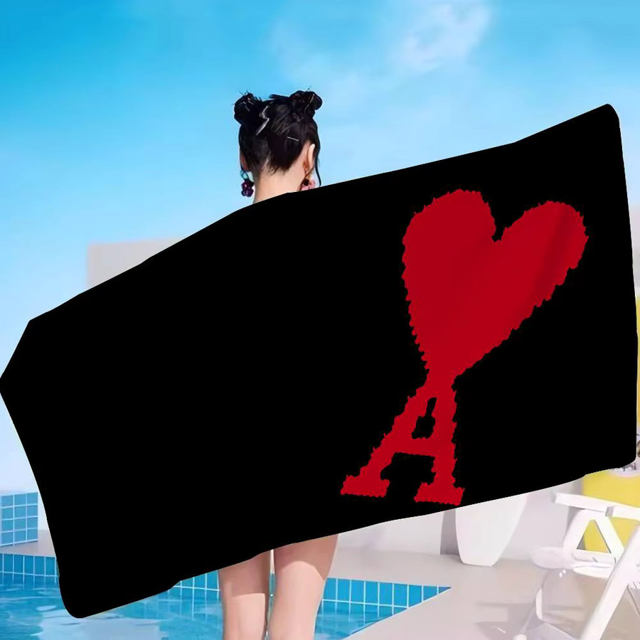 AMI PARIS Strandtuch für Kinder aus Mikrofaser und Baumwolle, schnelltrocknend und sandfrei, Multicolour/Schwarz - Bild 2