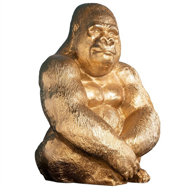 Riess-Ambiente Gorillafigur KONG Gold Metall Skulptur Deko Höhe: 40 cm - Bild 1