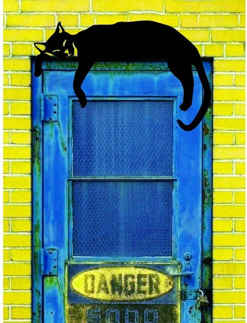 Metallwandkunst von CIFBUY mit schwarzer Katzen-Silhouette als moderne Weihnachtsdekoration - Bild 1