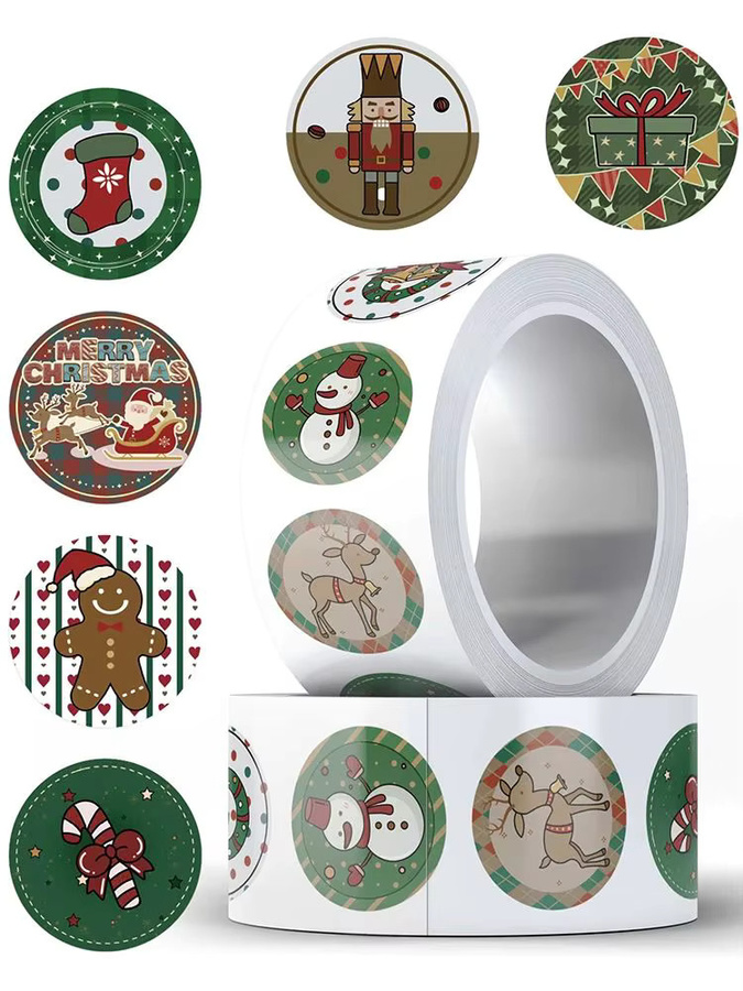 Charile Frohe Weihnachten Santa Claus Cartoon Aufkleber, 500 Teile/rolle - Bild 7