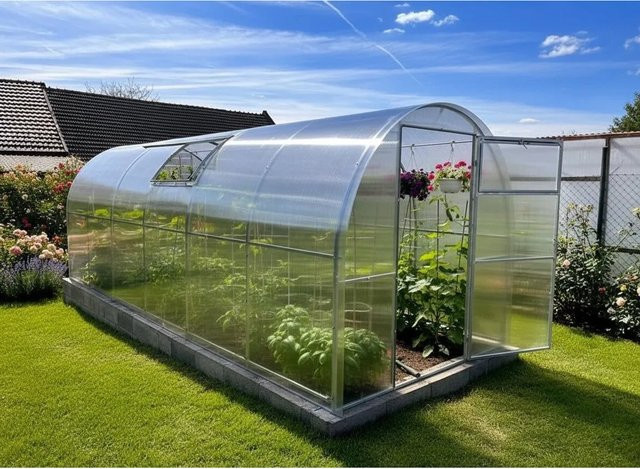 Garten Dream Gewächshaus Mini aus Polycarbonat und Metall, transparent, B/T/H: 4 x 2 x 2 m - Bild 1