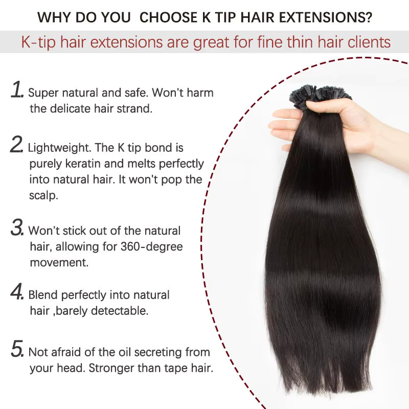 Mrs Hair Keratin Hair K Tip Hot Fusion Echthaarverlängerungen, Remy Haar - Bild 4