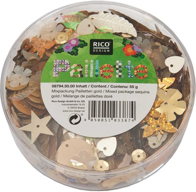 Rico Design Pailletten Mix Gold 55g - Bild 1