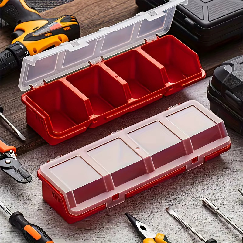 Organizer-Box aus Kunststoff mit mehreren Fächern für Schrauben und Kleinteile in Rot - Bild 2