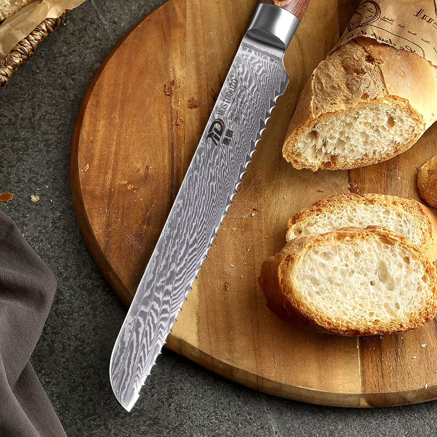MOSTODOZO 7-Zoll Premium-Brotmesser mit Laserschnitt-Sägezahnung und ergonomischem Griff für Brot, Kuchen und Käse - Bild 3
