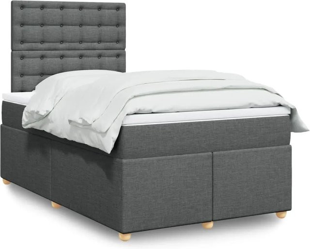 vidaXL Boxspringbett mit Matratze Dunkelgrau B: 120 cm, T: 200 cm, Hybrid-Design mit USB-Anschluss und Unterbettbeleuchtung - Bild 1