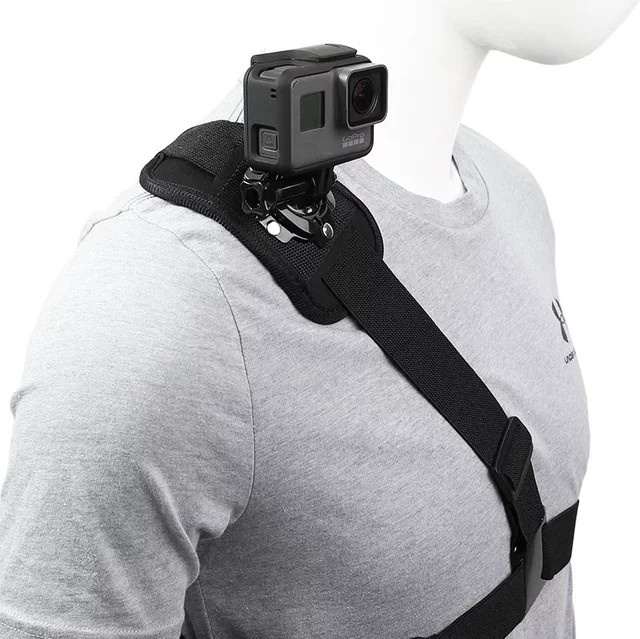 360 Grad Schultergurt-Adapter und Brustgurt-Montage für GoPro Hero 12 11 10 9 8 7 6 5 4 3+ Black Edition und Xiaomi Yi in Schwarz - Bild 1