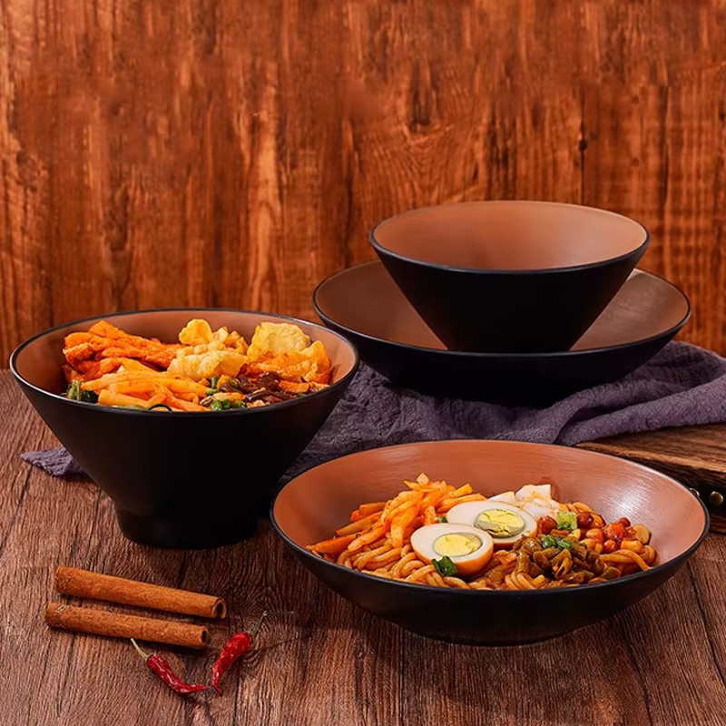 DEJUN ZINS WTELY Melamin Nudelschüssel in Schwarz für Ramen, Sushi und Salat - Bild 3
