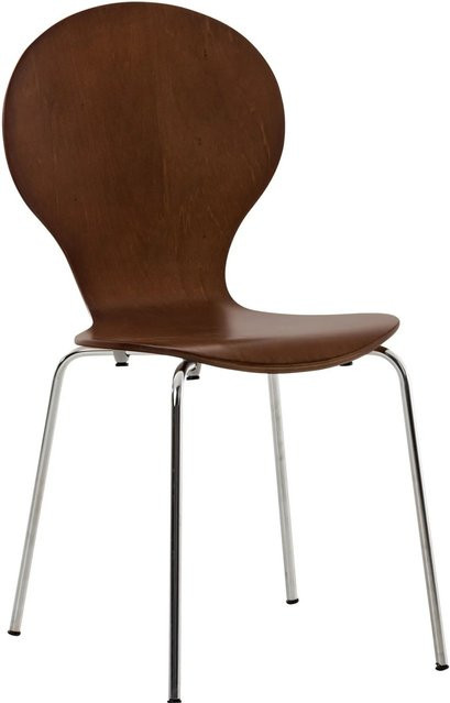 DELUKE Besucherstuhl ATHENS Konferenzstuhl und Bürostuhl aus Holz und Metall in Braun, B: 43 cm, T: 45 cm, H: 86 cm - Bild 1