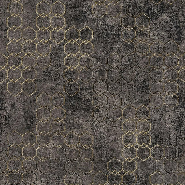 Profhome Grafik Tapete Used Look in Schwarz und Gold, abstrakte Design Tapete aus Vlies, Breite: 0,53 m, Länge: 10,05 m - Bild 1