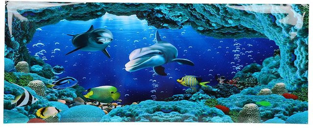 Canaryy Dekoratives Meereswelt Hintergrund Poster für Aquarien in Blau aus PVC - Bild 1