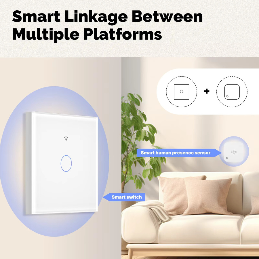 MOES Matter Tuya WiFi Smart Lichtschalter aus Glas mit Touch Control, kompatibel mit Alexa, Google Home und Apple HomeKit, Neutralleiter erforderlich - Bild 2