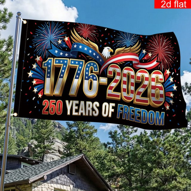 VIKAMA Flagge zum 250. Jahrestag der Vereinigten Staaten 1776–2026 mit Feuerwerks-Design zum Unabhängigkeitstag, Mehrfarbig, 90 x 90 cm - Bild 1