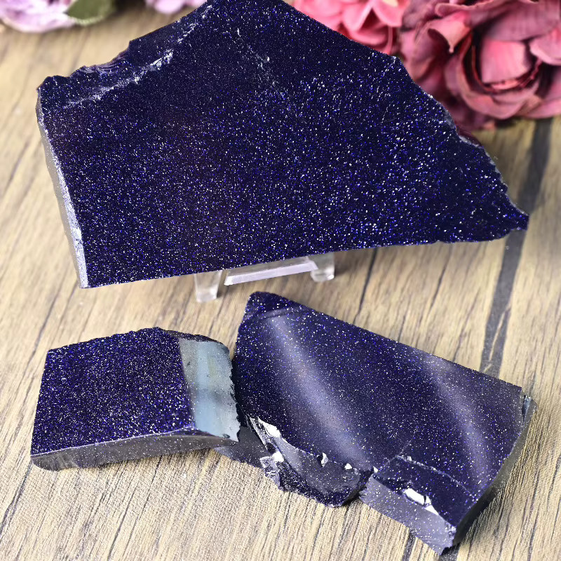 CrystalHola Sandstein-Steinscheibe in Marineblau mit glitzernder Textur, unregelmäßige Deko-Steine für die Tischdekoration, 50–300 g - Bild 5