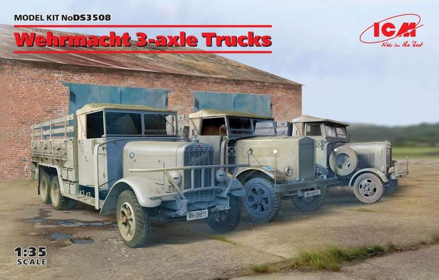 ICM Wehrmacht 3-axle Trucks (Henschel 33D1, Krupp L3H163, LG3000), Fahrzeuge, Grau - Bild 1