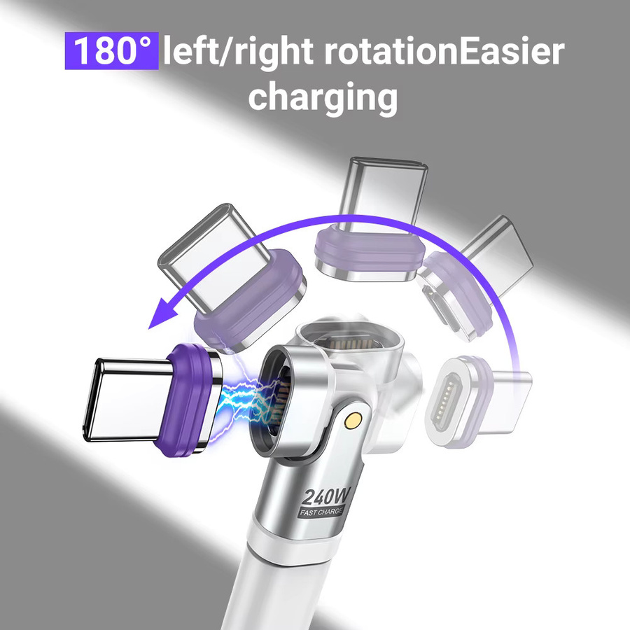 AUFU Magnetischer USB C OTG Adapter 16pin 240W Schnellladegerät Konverter für iPhone 16 15 und Macbook in Weiß/Silber - Bild 6