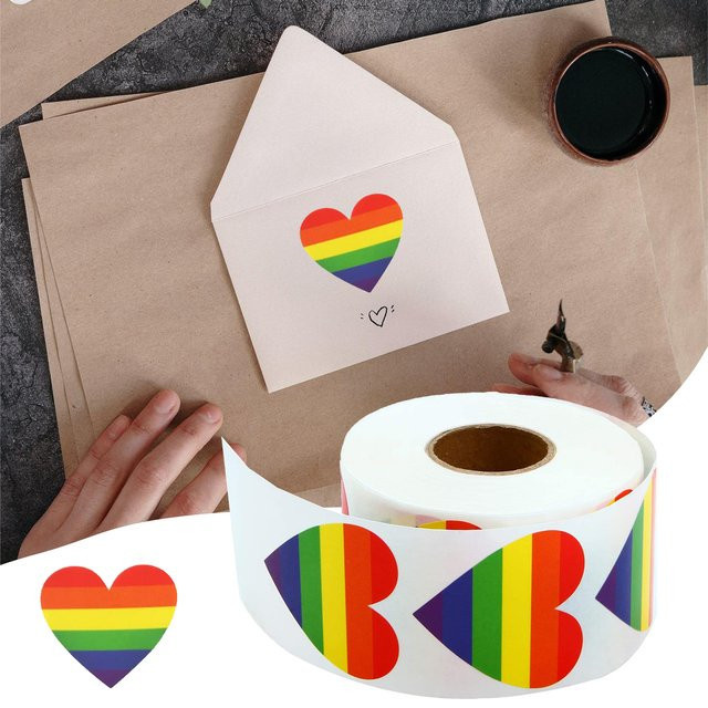 500 Stück herzförmige Aufkleber von LEENKEA in Multicolour aus Papier für Geburtstagsfeiern und Backverpackungen - Bild 1