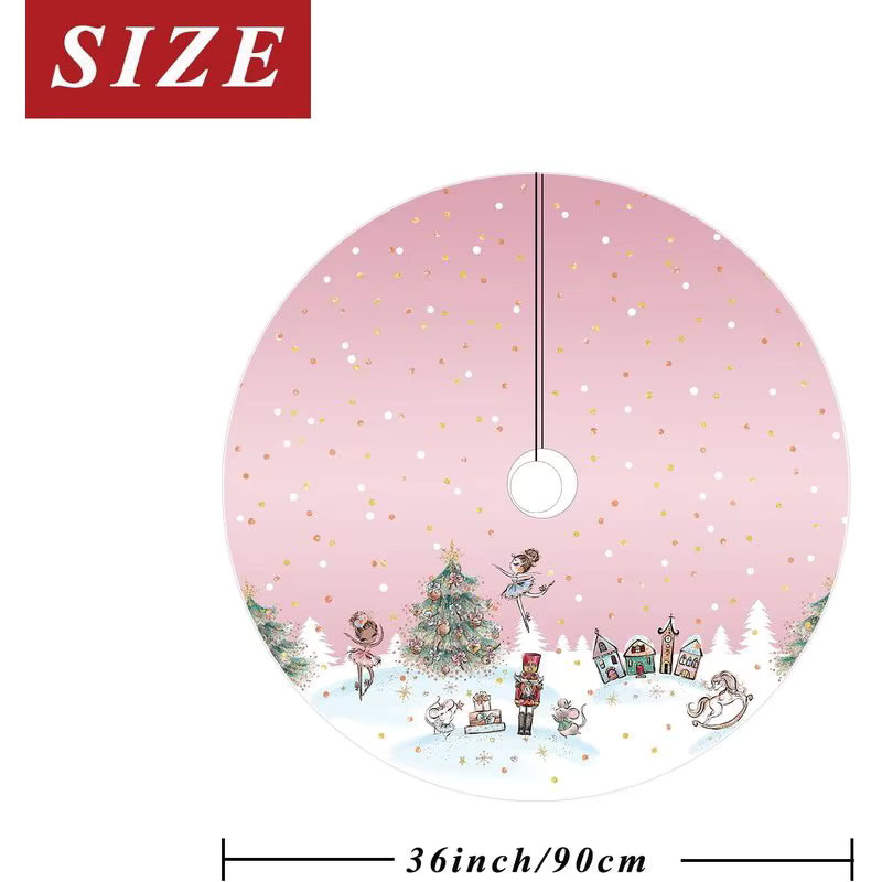 VIKAMA Weihnachtsbaum Matte mit Nussknacker-Cartoon-Design, rund, Durchmesser: 90 cm - Bild 4