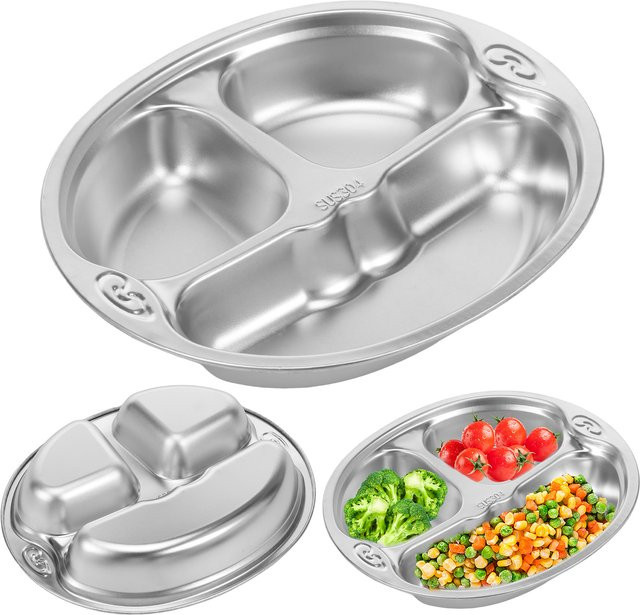 Willstar Edelstahl Lunch Box mit Unterteilung in Silber und Gelb - Bild 1