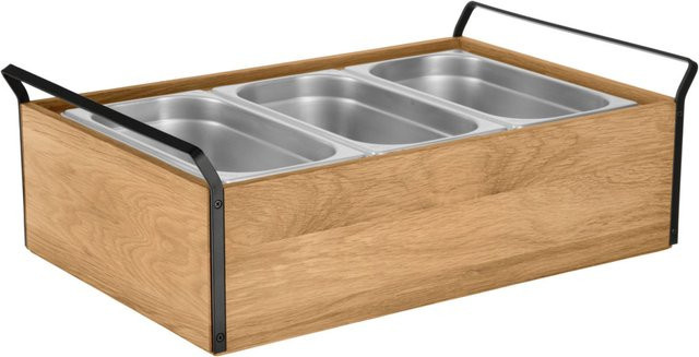 VEGA Buffet-Kühltablett Esino hoch aus Edelstahl in Eiche, Schwarz und Edelstahl, rechteckig, L x B x H: 61,9 x 38,6 x 20,9 cm - Bild 1
