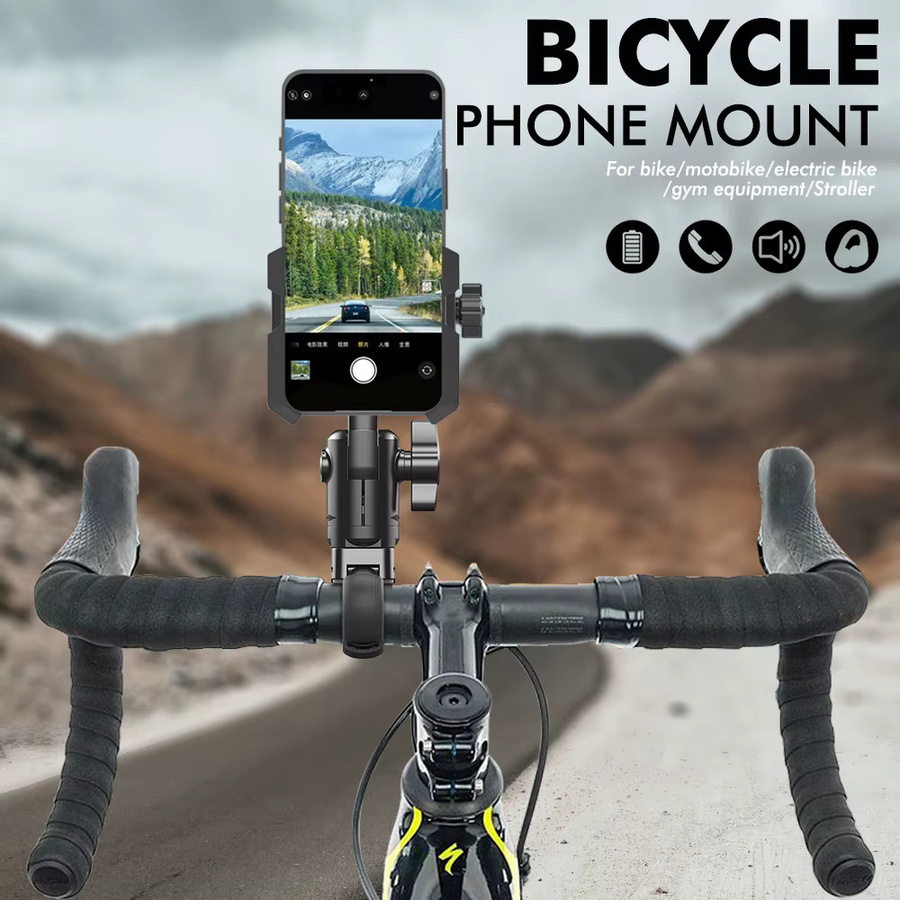 Fahrrad-Telefonhalterung in Schwarz mit 360-Grad-Halterung für Fahrrad, Motorrad, E-Bike, Fitnessgeräte und Kinderwagen - Bild 2