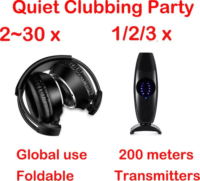 CATASSU Silent Disco System mit kabellosen Kopfhörern und 200 m Sender in Schwarz - Bild 1