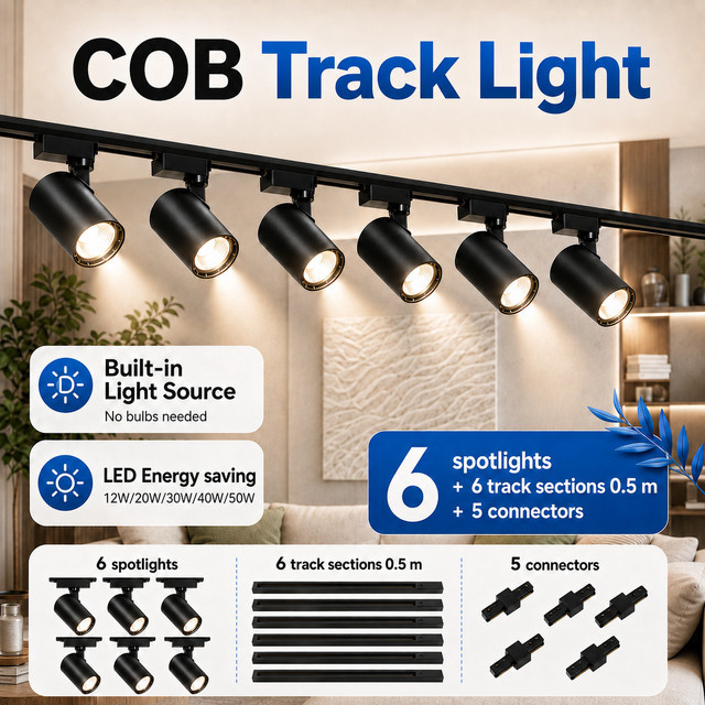 CHENBEN LED Track Beleuchtung Set Schwarz Modern mit Schienensystem für das Wohnzimmer - Bild 1