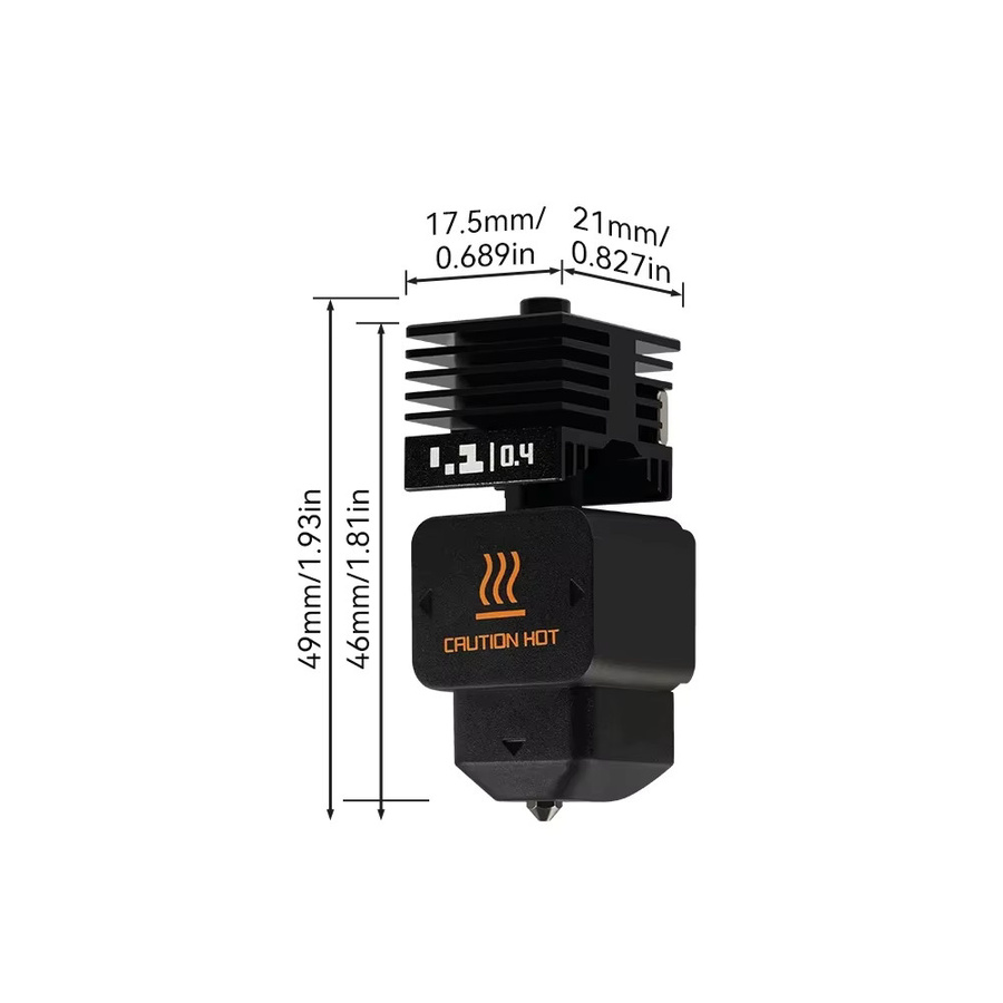 P2S Hotend-Kit für Bambu Lab X2D, H2D, H2S, H2C, A1 und A1 mini mit austauschbaren Düsen aus gehärtetem Stahl in 0,2 mm, 0,4 mm, 0,6 mm und 0,8 mm, Farbe: Schwarz - Bild 4