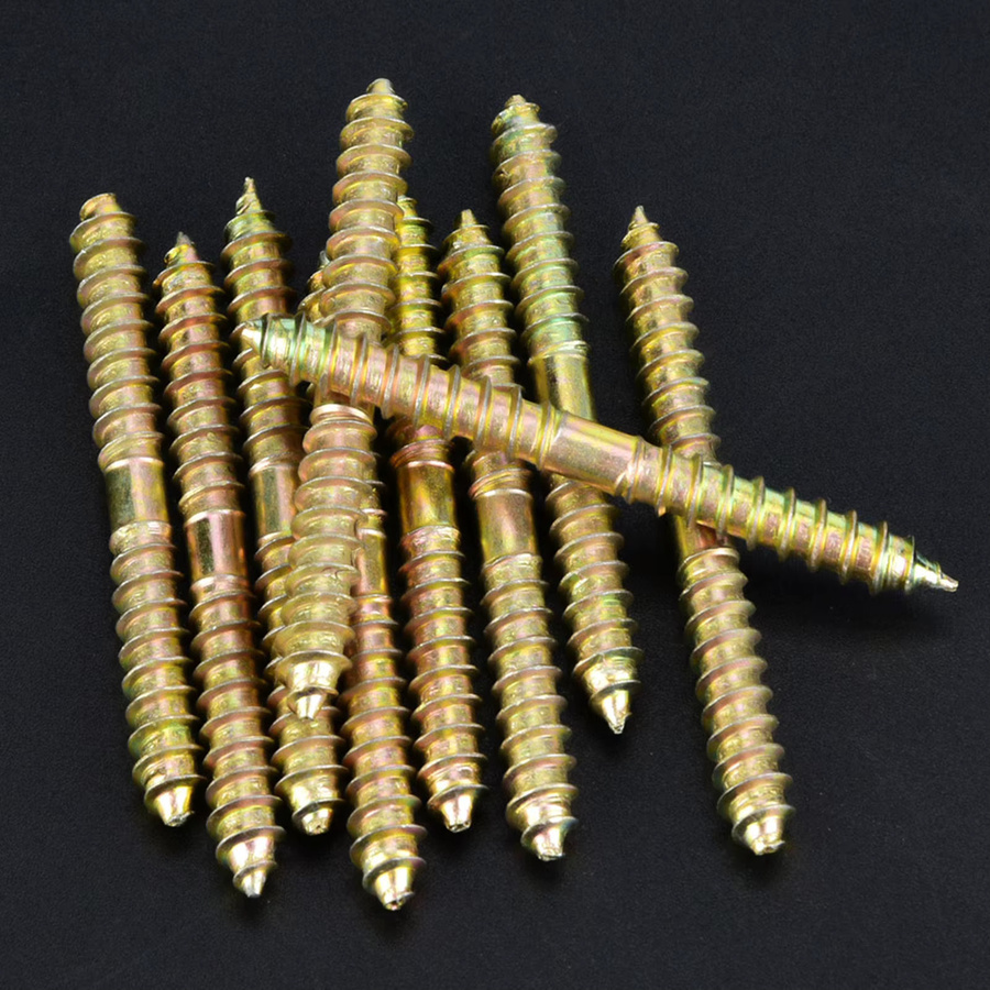TOPINCN Doppelend-Möbelschraube aus Holz, verzinkt, Farbe: Gold, Durchmesser: 6 mm, Länge: 60 mm - Bild 4