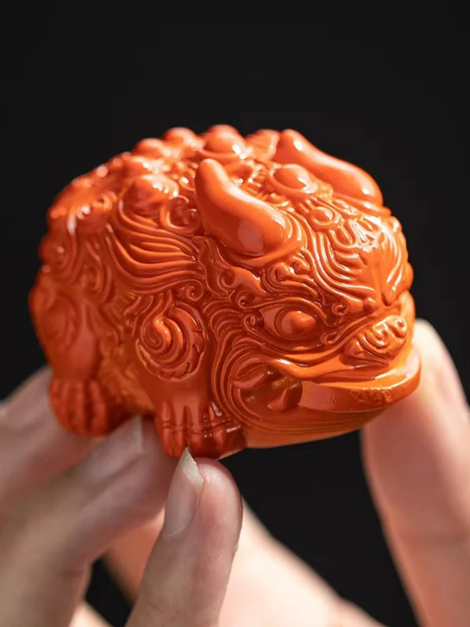 Mini Harz-Farbwechsel-Teetier in Orange als dekorative Tierfigur für Teetisch und Zen-Heimdekoration - Bild 5