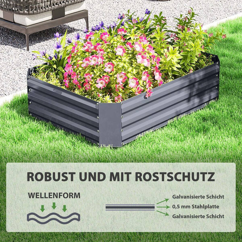 Outsunny Hochbeet aus Stahl für Garten und Balkon, stapelbares Pflanzbeet als Blumenkasten oder Gemüsebeet, B/T/H: 120 x 90 x 30 cm - Bild 4